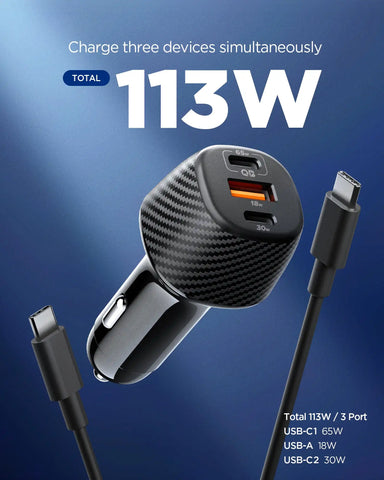 ArcStation™  Essential 113W USB C Fast Car Charger | EV1133