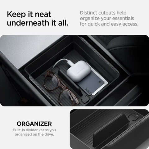 Tesla Series - Armrest Console Organizer Upper Tray | 2-Section