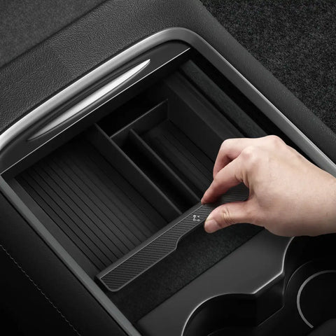 Tesla Series - Sliding Center Console Organizer Upper Tray | 4-Section