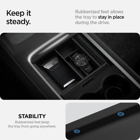 Tesla Series - Sliding Center Console Organizer Upper Tray | 4-Section