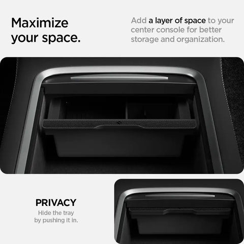 Tesla Series - Sliding Center Console Organizer Upper Tray | 4-Section