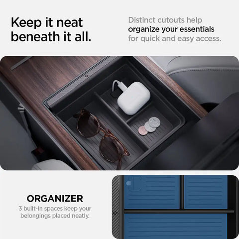 Tesla Series - Non-Slide Center Console Organizer | 3-Section